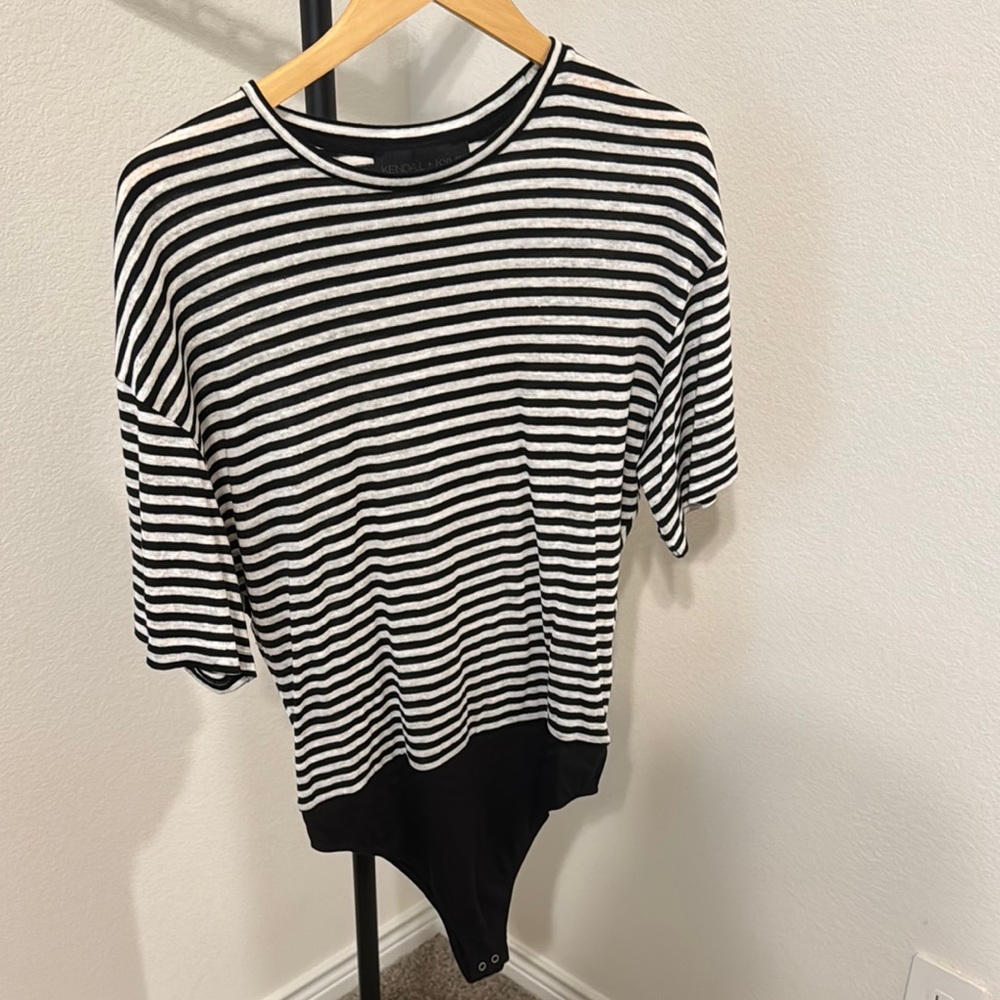 Black and White Striped Bodysuit
